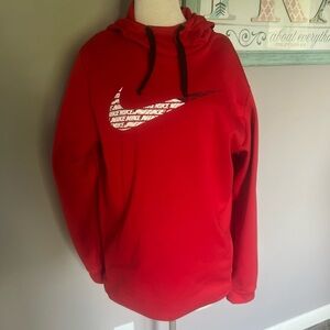 Nike Men's Dri Fit Swoosh Red Hoodie Large